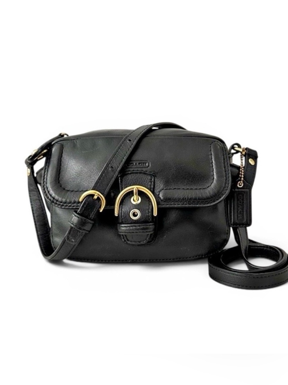 Coach Vintage Retired Campbell Camera Black Leather Gold Accent